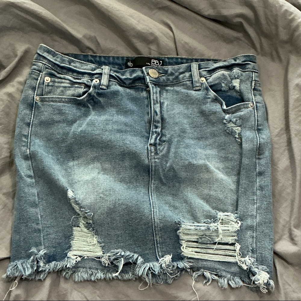 Edgy Blue Denim Mini Skirt